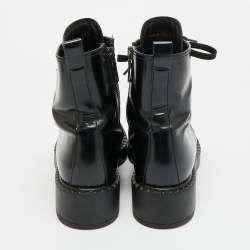 مملوكة مسبقًا Prada Size 37.5 Black Leather Combat Boots