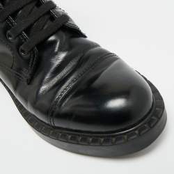 مملوكة مسبقًا Prada Size 37.5 Black Leather Combat Boots