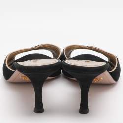 Pre Owned Prada Size 39 Black Suede Slide Sandals