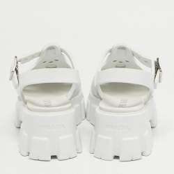 Pre Owned Prada Monolith Size 37 White Rubber Platform Sandals