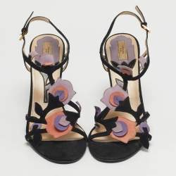 مملوكة مسبقًا Prada Tulip Size 38.5 Multicolor Suede T Strap Sandals