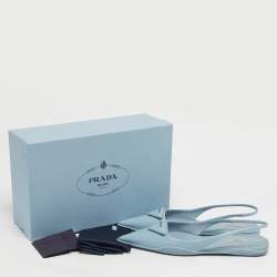 مملوكة مسبقًا حذاء بكعب عالي برادا جلد أسود شعار مثلثي مقدمة مدببة بحزام خلفي مقاس 39