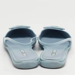 مملوكة مسبقًا حذاء بكعب عالي برادا جلد أسود شعار مثلثي مقدمة مدببة بحزام خلفي مقاس 39