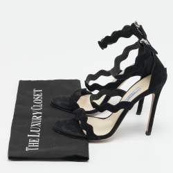 Pre Owned صندل سير كاحل بريدا سويدي مموج أسود مقاس 37.5