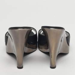 Pre Owned Prada Size 38.5 Black Satin Wedge Sandals