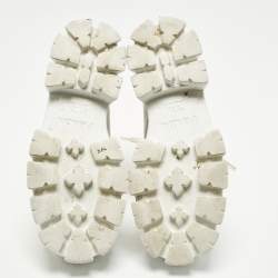 Pre Owned Prada Monolith Size 39 White Leather and Nylon Combat Boots