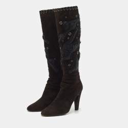 مملوكة مسبقًا Prada Size 38.5 Brown Suede Knee Length Boots