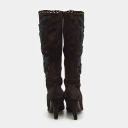 مملوكة مسبقًا Prada Size 38.5 Brown Suede Knee Length Boots