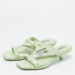 مملوكة مسبقًا Prada Size 37 Green Leather Slide Sandals