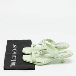 مملوكة مسبقًا Prada Size 37 Green Leather Slide Sandals