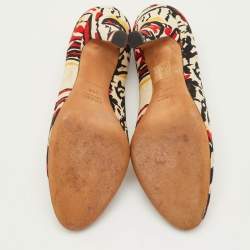 Pre Owned حذاء كعب عالي برادا قماش متعدد الألوان مطبوع بمقدمة دائرية مقاس 39.5