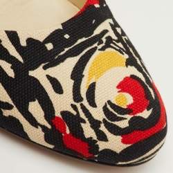 Pre Owned حذاء كعب عالي برادا قماش متعدد الألوان مطبوع بمقدمة دائرية مقاس 39.5