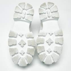 Pre Owned حذاء رياضي برادا مونوليث جلد أبيض رباط علوي مقاس 39