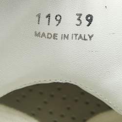 Pre Owned حذاء رياضي برادا مونوليث جلد أبيض رباط علوي مقاس 39