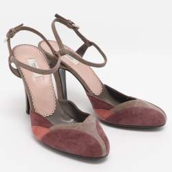 Pre Owned صندل برادا سويدي متعدد الألوان بكعب محيط الكاحل مقاس 36.5