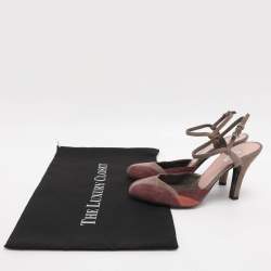 Pre Owned صندل برادا سويدي متعدد الألوان بكعب محيط الكاحل مقاس 36.5