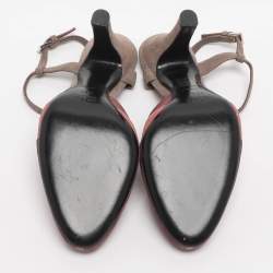 Pre Owned صندل برادا سويدي متعدد الألوان بكعب محيط الكاحل مقاس 36.5