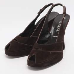 Pre Owned Prada Size 37 Brown Suede Slingback Pumps