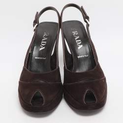 Pre Owned Prada Size 37 Brown Suede Slingback Pumps