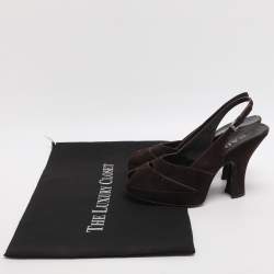 Pre Owned Prada Size 37 Brown Suede Slingback Pumps