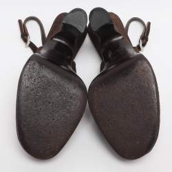 Pre Owned Prada Size 37 Brown Suede Slingback Pumps