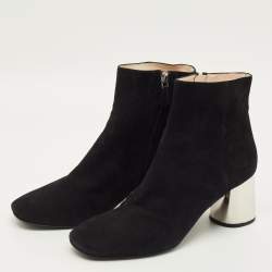 Pre Owned Prada Size 39.5 Black Suede Ankle Length Boots
