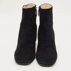 Pre Owned Prada Size 39.5 Black Suede Ankle Length Boots