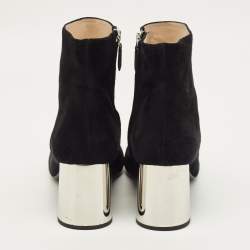 Pre Owned Prada Size 39.5 Black Suede Ankle Length Boots