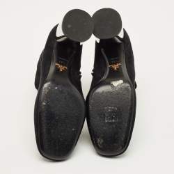 Pre Owned Prada Size 39.5 Black Suede Ankle Length Boots