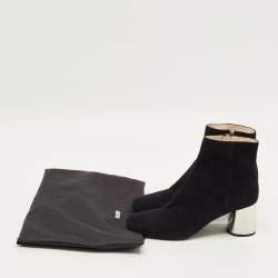 Pre Owned Prada Size 39.5 Black Suede Ankle Length Boots
