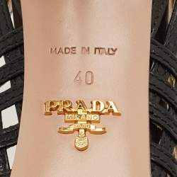 Pre Owned Prada Size 40 Black Woven Leather Peep Toe Pumps