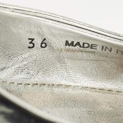 Pre Owned Prada Size 36 Silver Leather Pointed Slingback Pumps