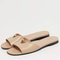 مملوكة مسبقًا Prada Size 39 Leather Logo Cut-out Flat Slide