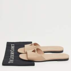 مملوكة مسبقًا Prada Size 39 Leather Logo Cut-out Flat Slide