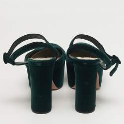 مملوكة مسبقًا حذاء كعب عالي برادا مخمل أخضر حزام كاحل منصة مقاس 40