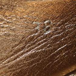 مملوكة مسبقًا Prada Size 38 Gold Leather Peep Toe Platform Espadrille Flats