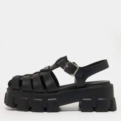 مملوكة مسبقًا Prada Monolith Size 37 Black Rubber Platform Sandals