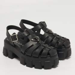 مملوكة مسبقًا Prada Monolith Size 37 Black Rubber Platform Sandals
