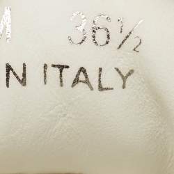 مملوكة مسبقًا حذاء رياضي برادا داونتاون جلد أزرق/أبيض بعنق منخفض مقاس 36.5