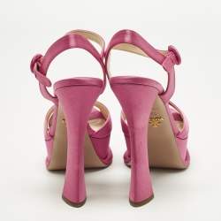 مملوكة مسبقًا Prada Size 38.5 Pink Satin Crisscross Ankle Strap Sandals