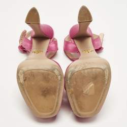 مملوكة مسبقًا Prada Size 38.5 Pink Satin Crisscross Ankle Strap Sandals