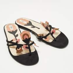 مملوكة مسبقًا Prada Size 39 Multicolor Suede Thong Sandals