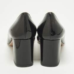 مملوكة مسبقًا حذاء كعب عالي لوفرز برادا بكعب سميك جلد لامع أسود مقاس 39