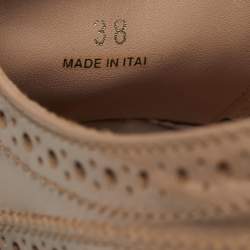 Pre Owned حذاء أوكسفورد برادا رباط نعل سميك طباعة زهور جلد رمادي مقاس 38