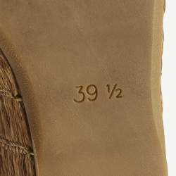 مملوكة مسبقًا Prada Size 39.5 Black Fabric and Raffia Wedge Sandals