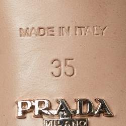 Pre Owned حذاء كعب عالي برادا جلد أسود بحزام خلفي مقاس 35