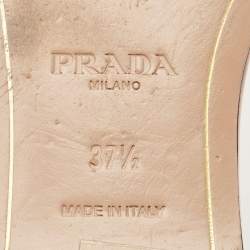 Pre Owned Prada Motif Size 37.5 Pink Patent Leather Flat Sandals