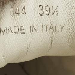 Pre Owned Prada Size 39.5 Silver Diagramme Leather Low Top Sneakers