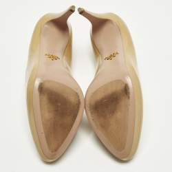 مملوكة مسبقًا Prada Size 39 Beige Saffiano Leather Platform Pumps