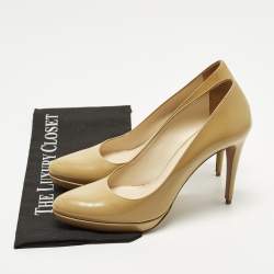 مملوكة مسبقًا Prada Size 39 Beige Saffiano Leather Platform Pumps